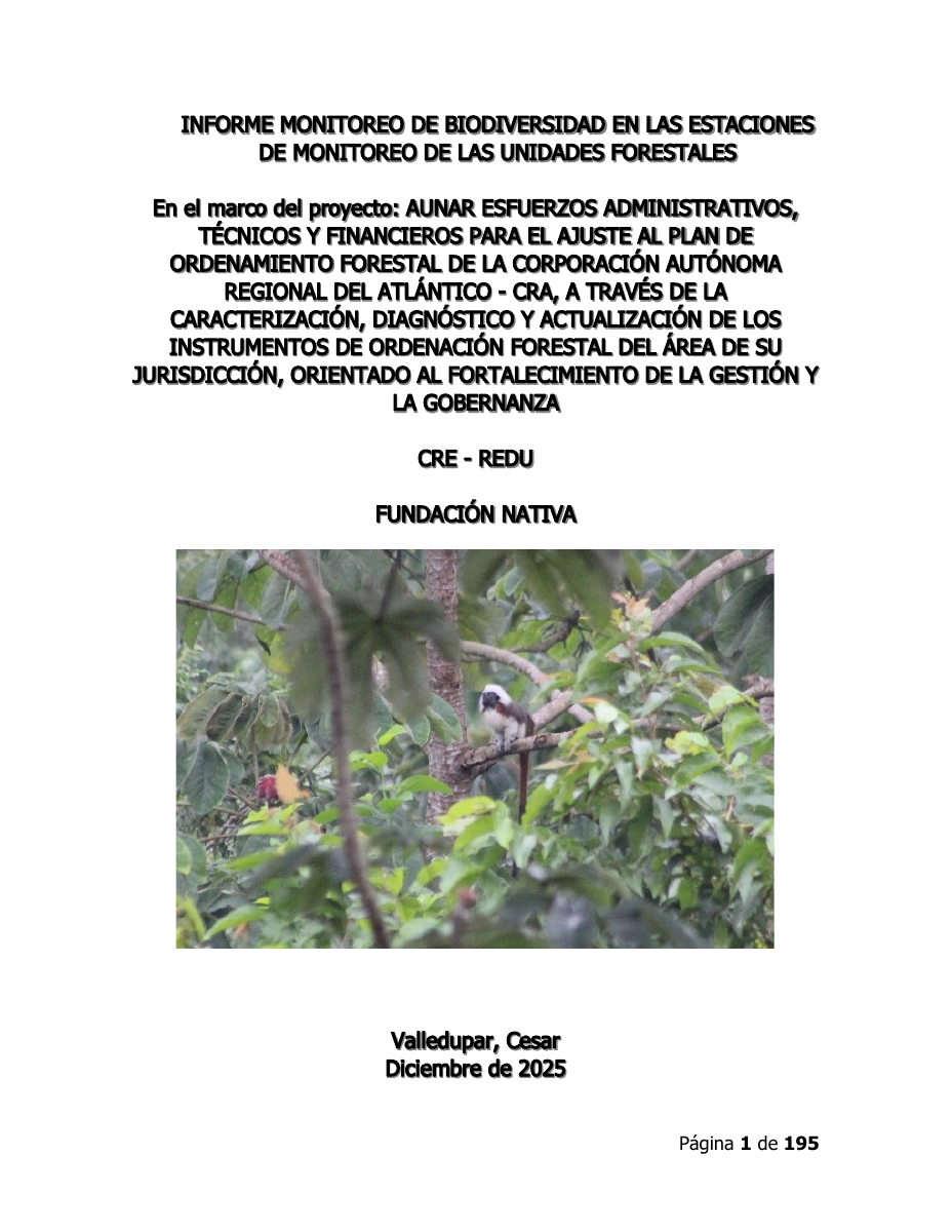 Portada del informe de monitoreo de Fundación Nativa